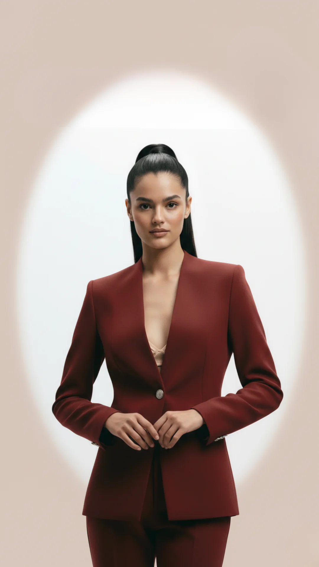 Women's Burgundy Tailored Blazer Front
