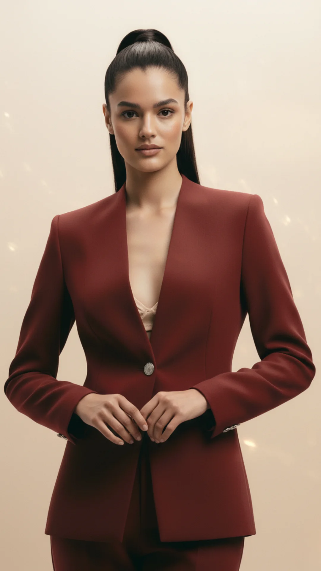 Women's Burgundy Tailored Blazer Side
