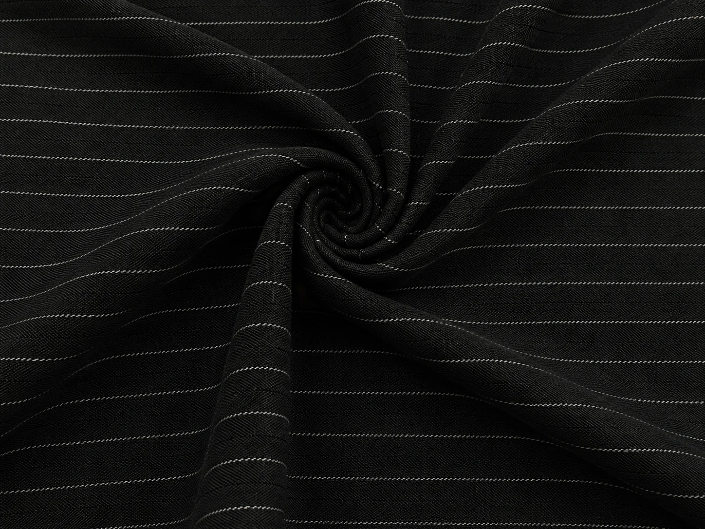 Black Pinstripe Herringbone Suiting Fabric Texture