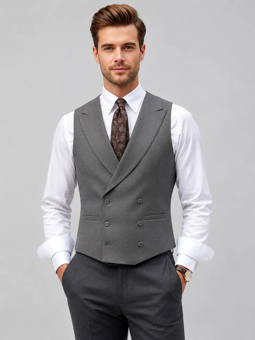 Ashwood Double-Breasted Shawl Vest Coat overview