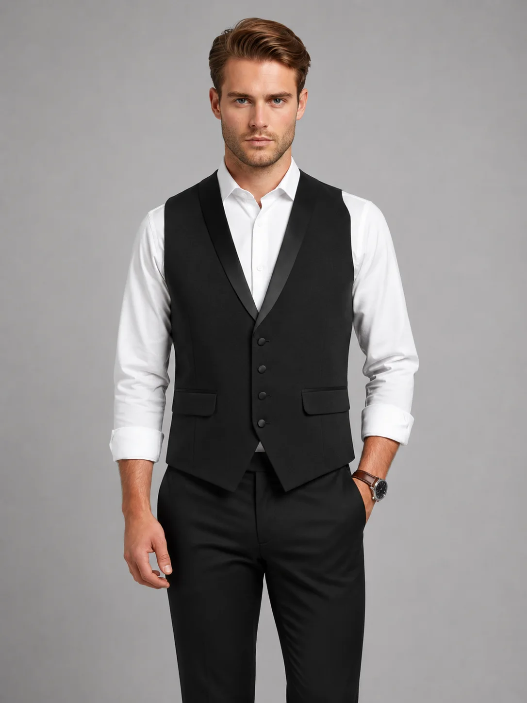 Midnight Luxe Shawl Vest Coat overview