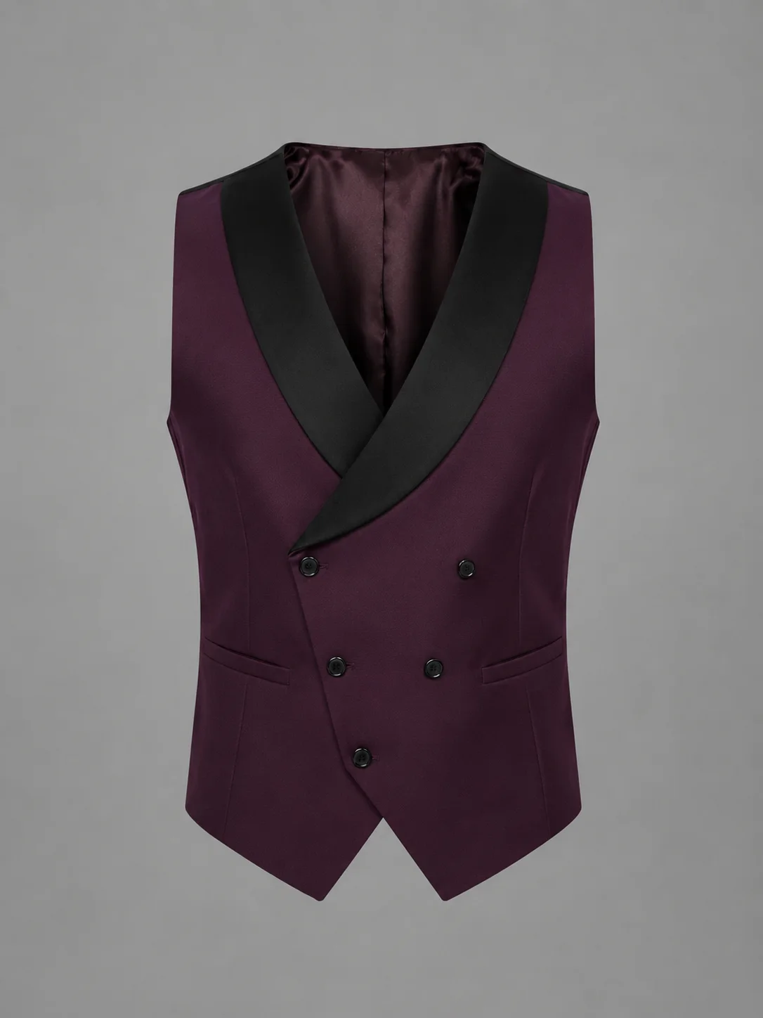 Burgundy Royale Double-Breasted Vest Coat Side