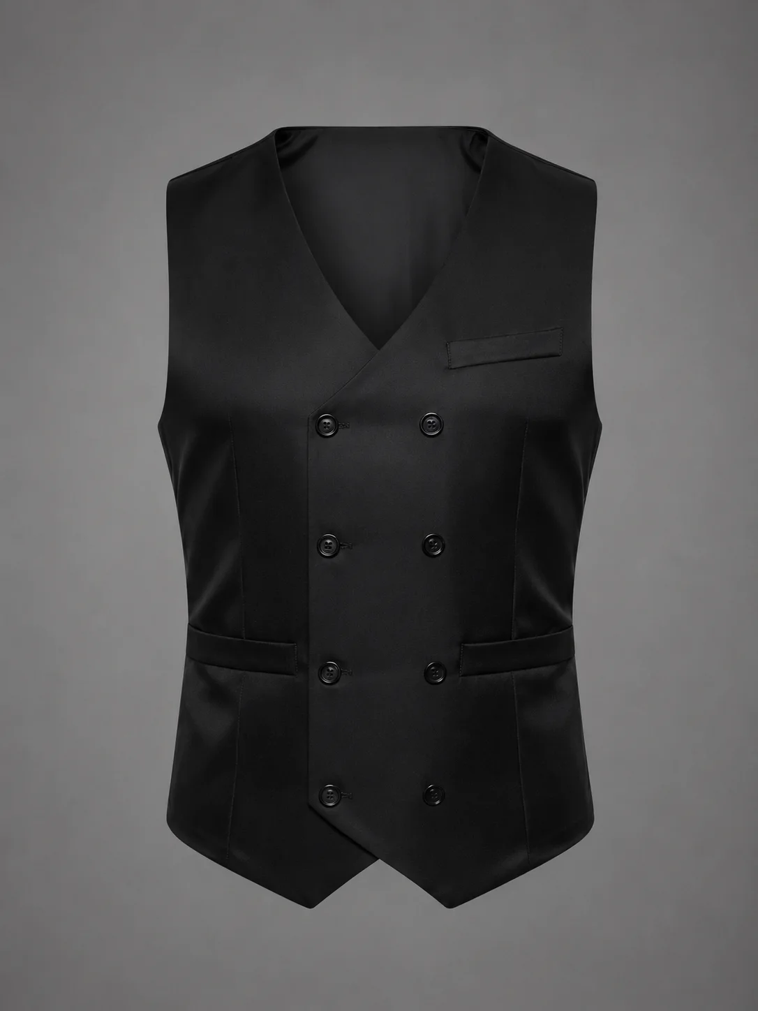 Midnight Elegance Double-Breasted Vest Coat Side