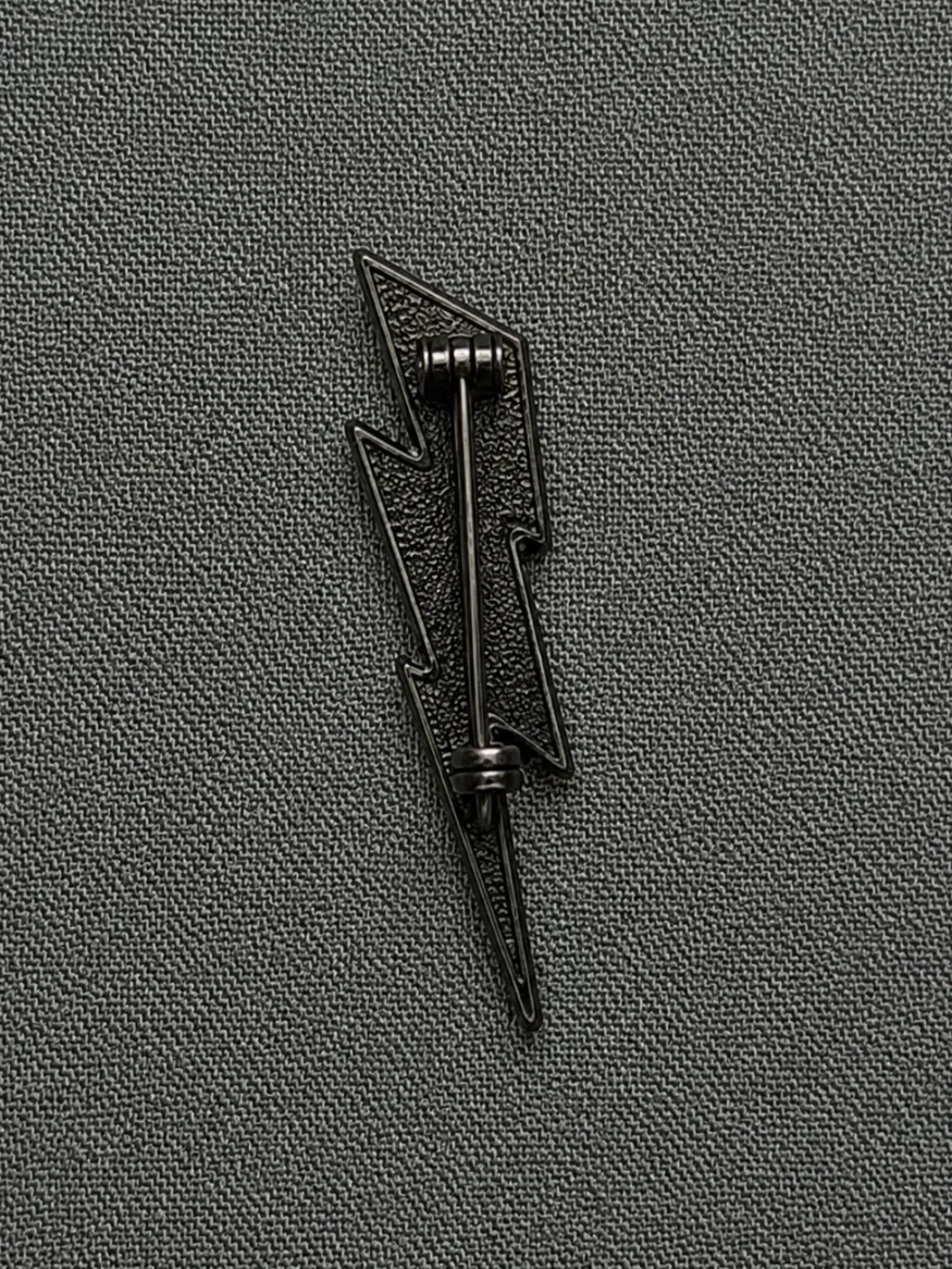 Noir Lightning Bolt Lapel Pin Side