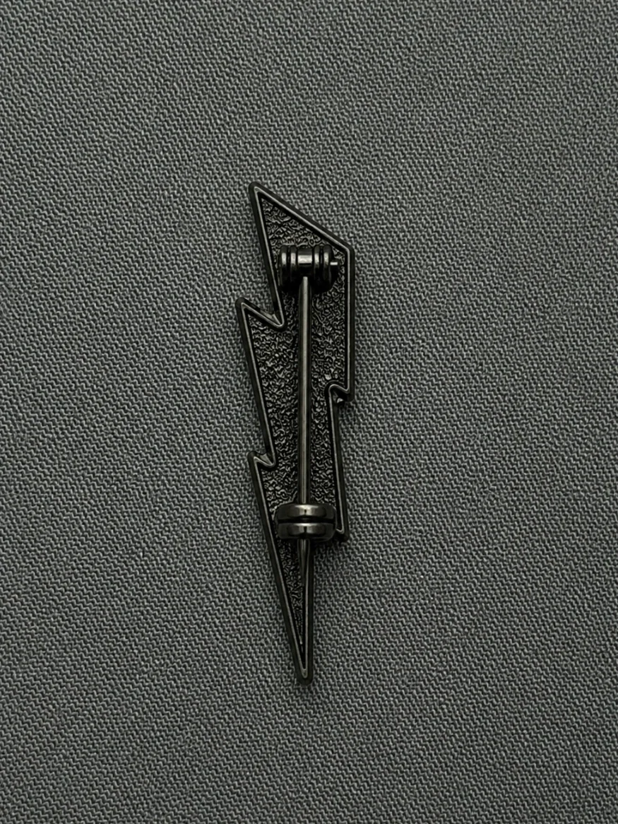 Noir Voltage Lightning Lapel Pin Side
