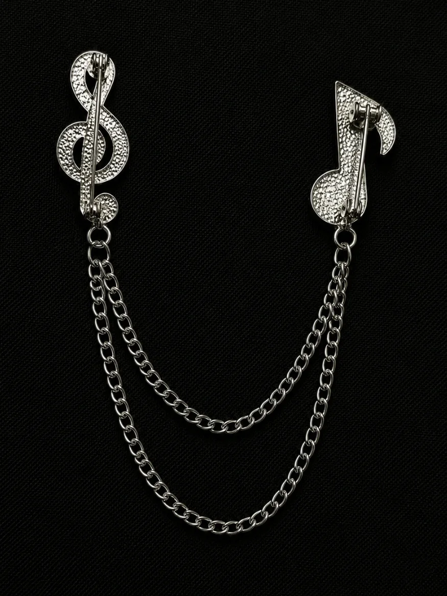 Melody Chain Music Note Brooch Side