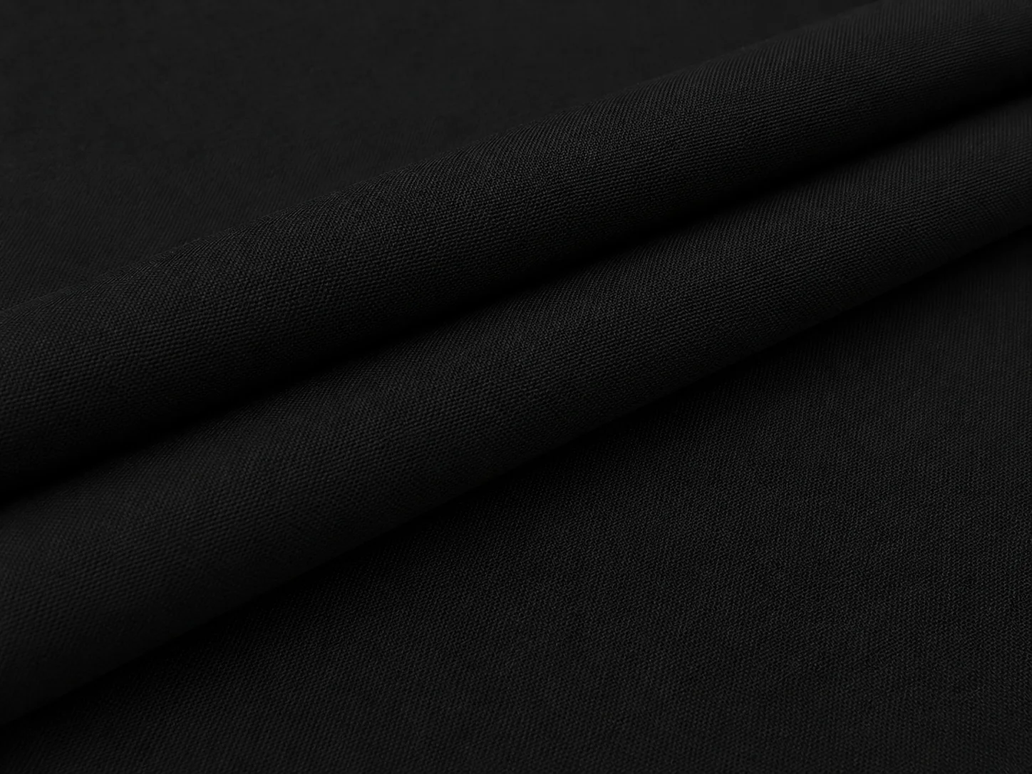 Classic Black Plain Woven Fabric Drape