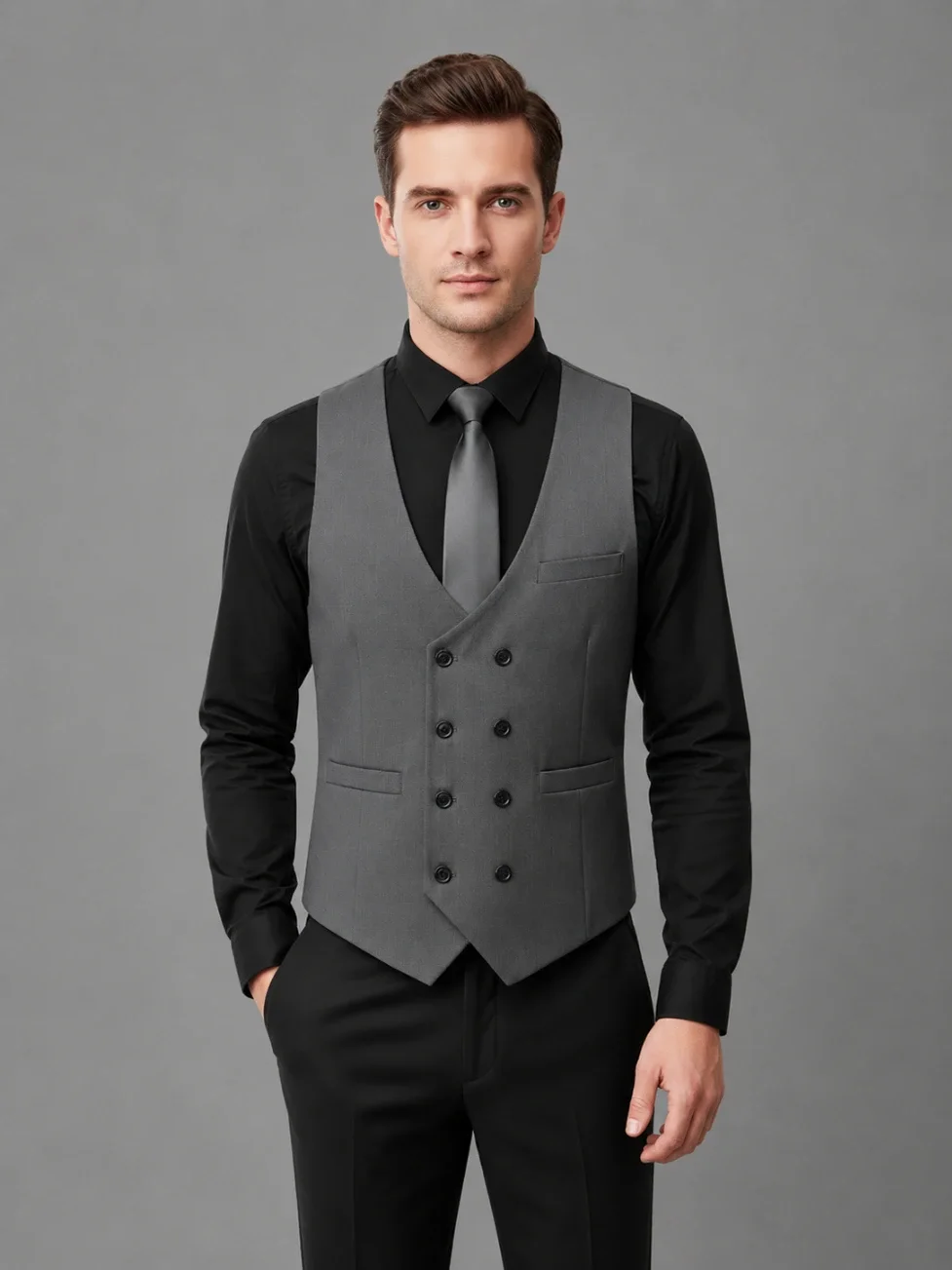 Classic Grey Men's Vest Coat overview