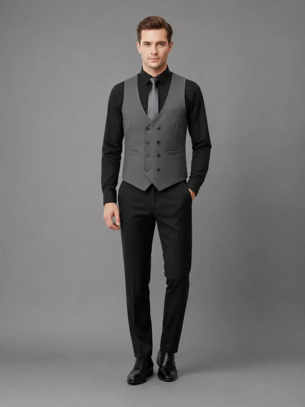 Classic Grey Men's Vest Coat front