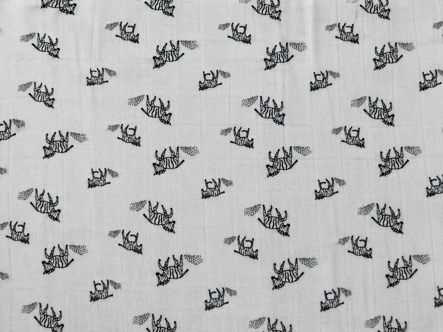 Cotton Muslin Printed Fabric – Zebra Motif on Off-White Macro