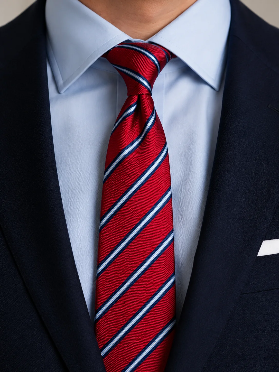 Crimson Regent Striped Necktie overview