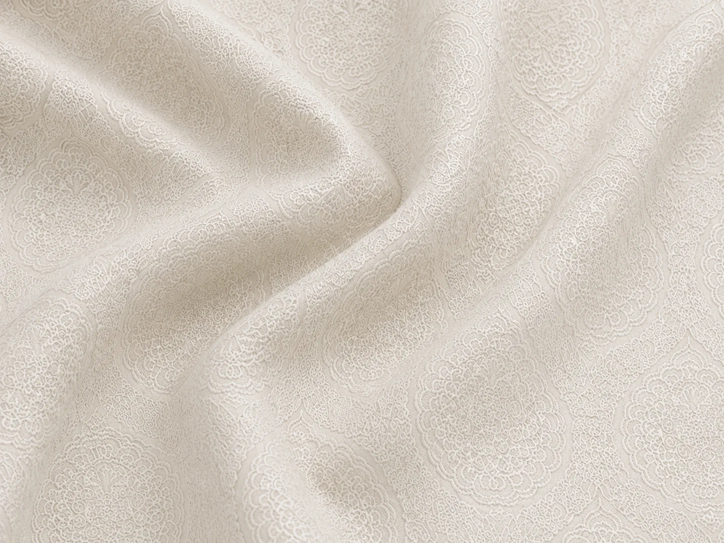 Elegant Ivory Floral Jacquard On the bench