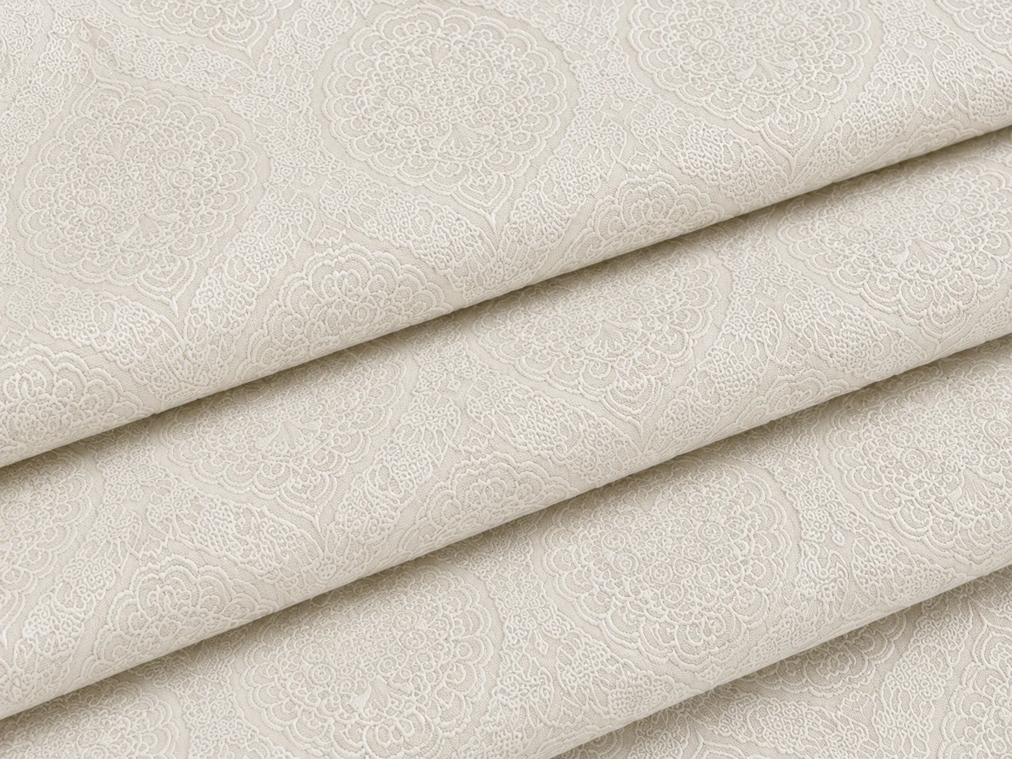 Elegant Ivory Floral Jacquard Drape