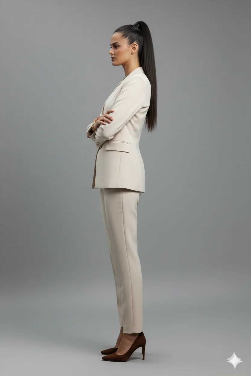 Ivory Elegance Women's Tailored Pantsuit Side