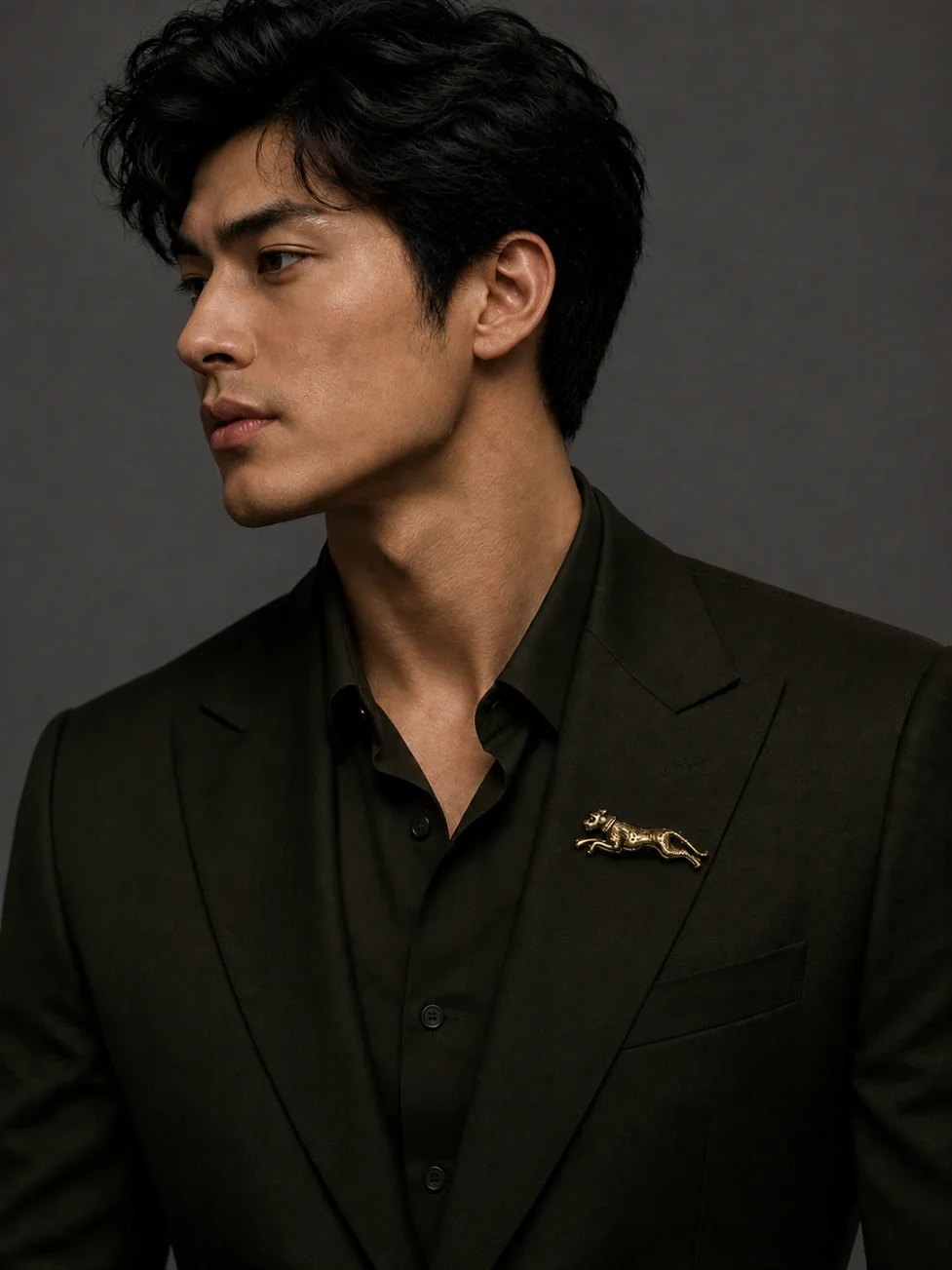 Golden Panther Leap Lapel Pin front