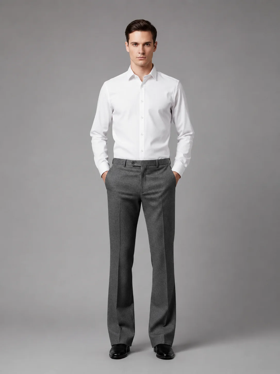  Grey Formal Bell Bottom Pants front