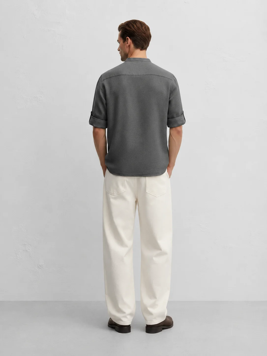 Grey Premium Linen kurta Shirt overview