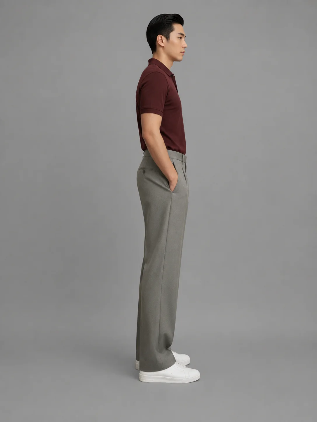 Grey Regular Fit Formal Trousers overview