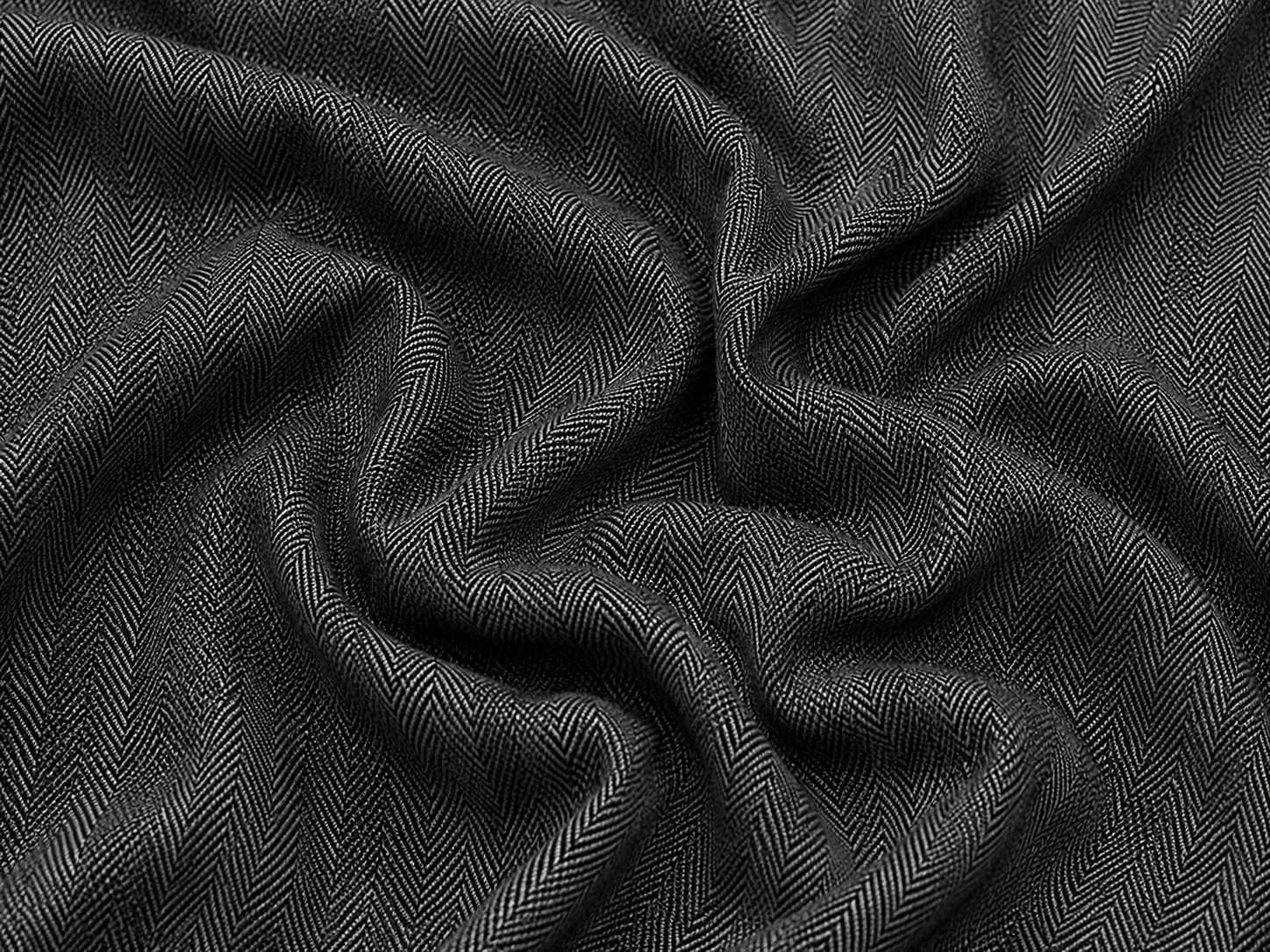 Herringbone Woven Fabric (charcoal black) On the bench