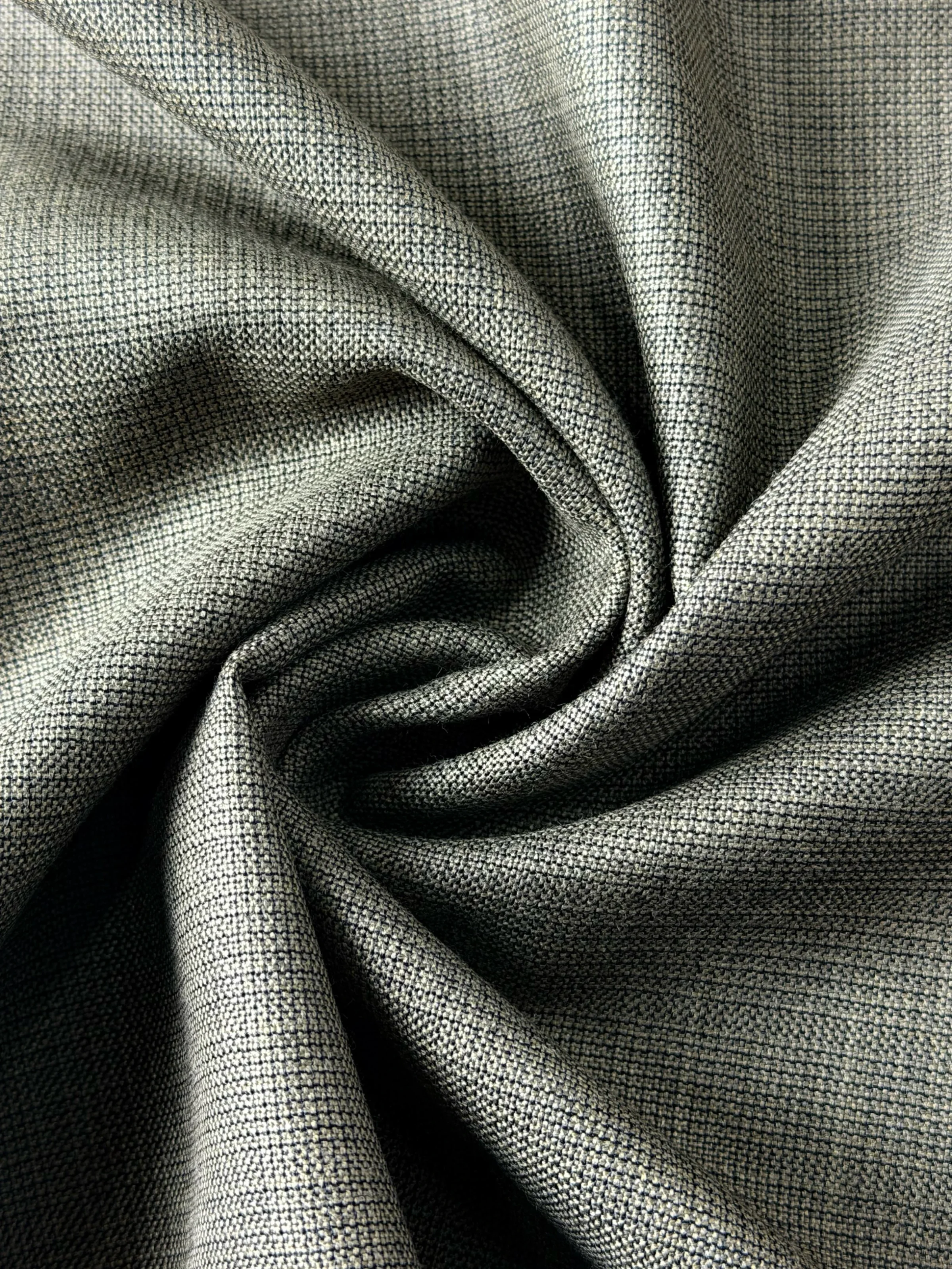 Ash Grey Micro Basket Weave Suiting Fabric Texture
