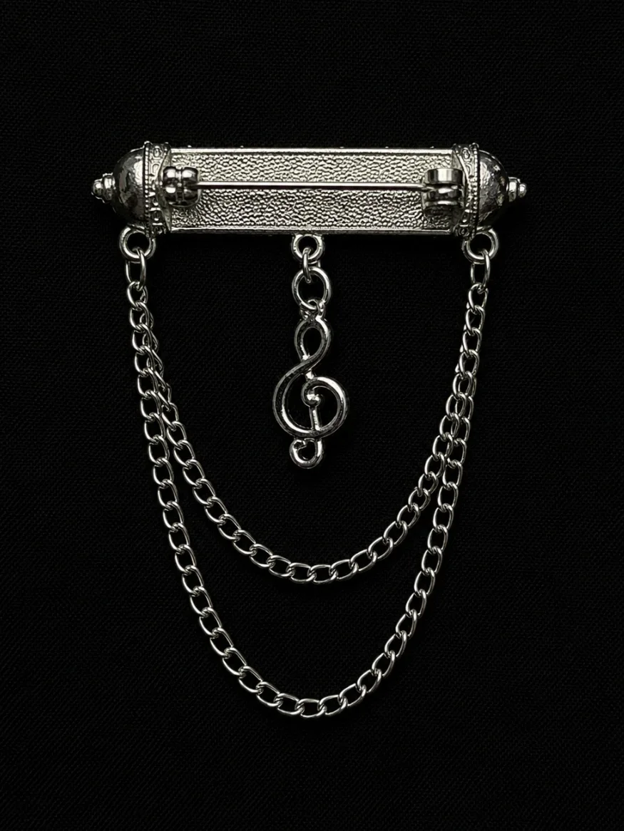 Melody Crest Chain Brooch Side