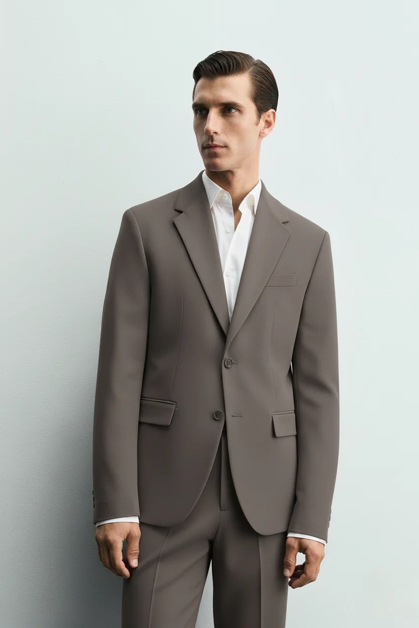 Men's Ash Grey Premium Tailored Formal Blazer texture
