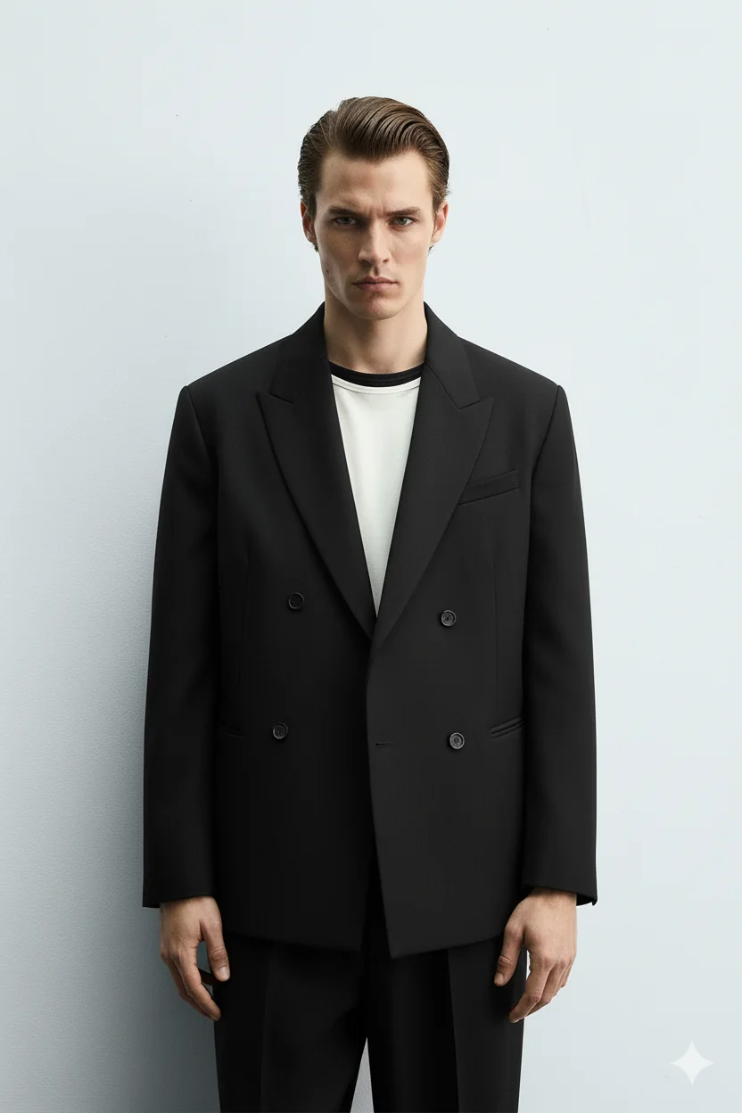 Premium Double-Breasted Oversized Blazer front