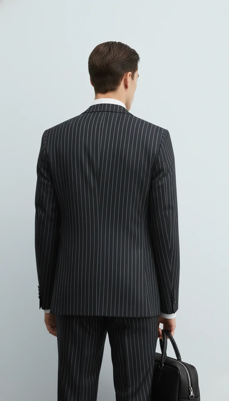 Men’s Black & White Pinstripe Tailored Suit overview