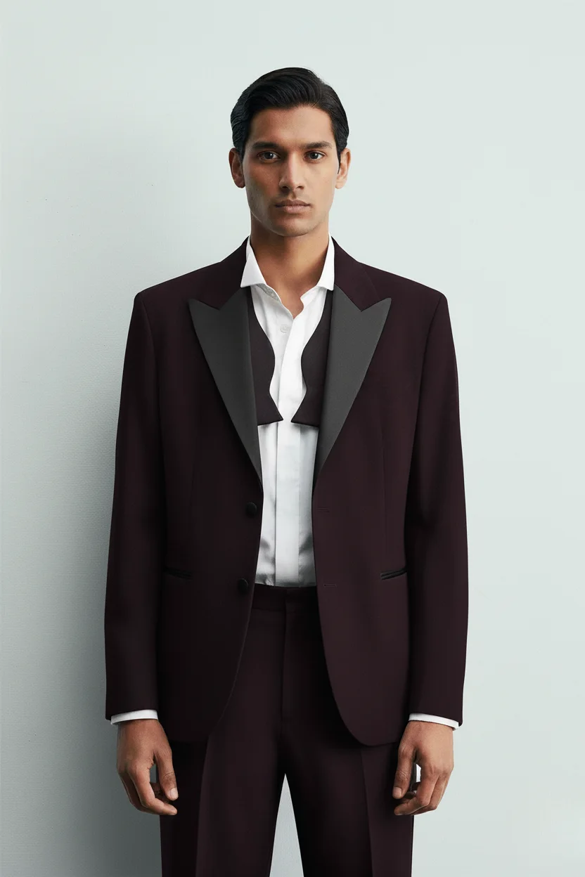 Men's Wine Red Premium Tailored Suit Front