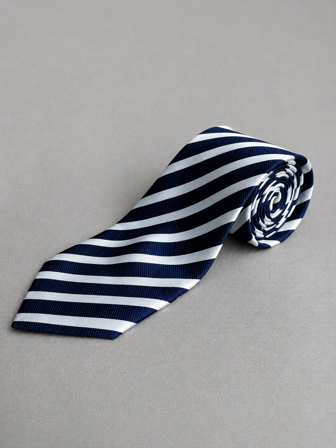Navy Crest Striped Necktie Back