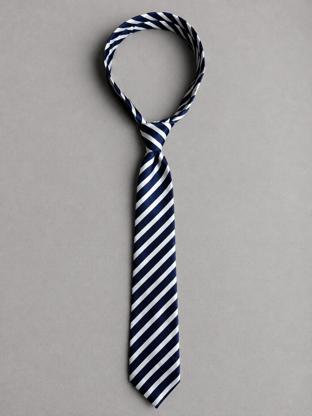 Navy Crest Striped Necktie Side