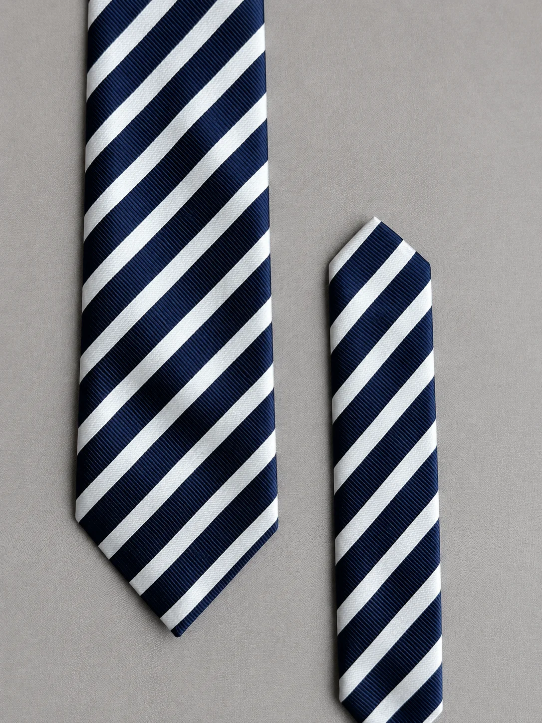 Navy Crest Striped Necktie Detail