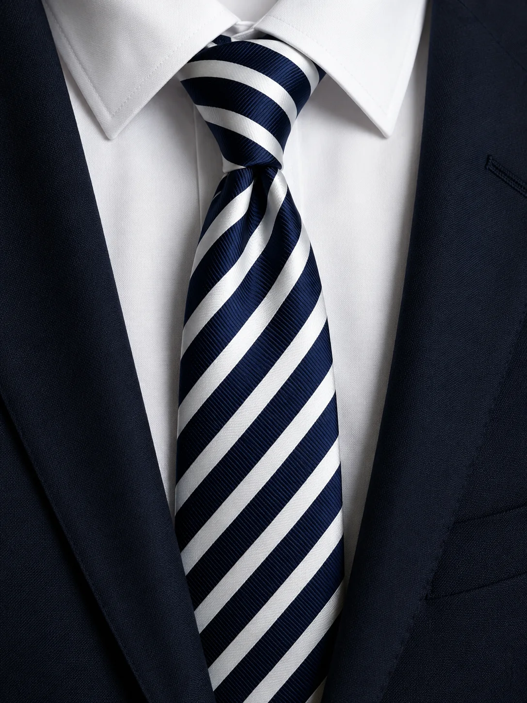 Navy Crest Striped Necktie overview