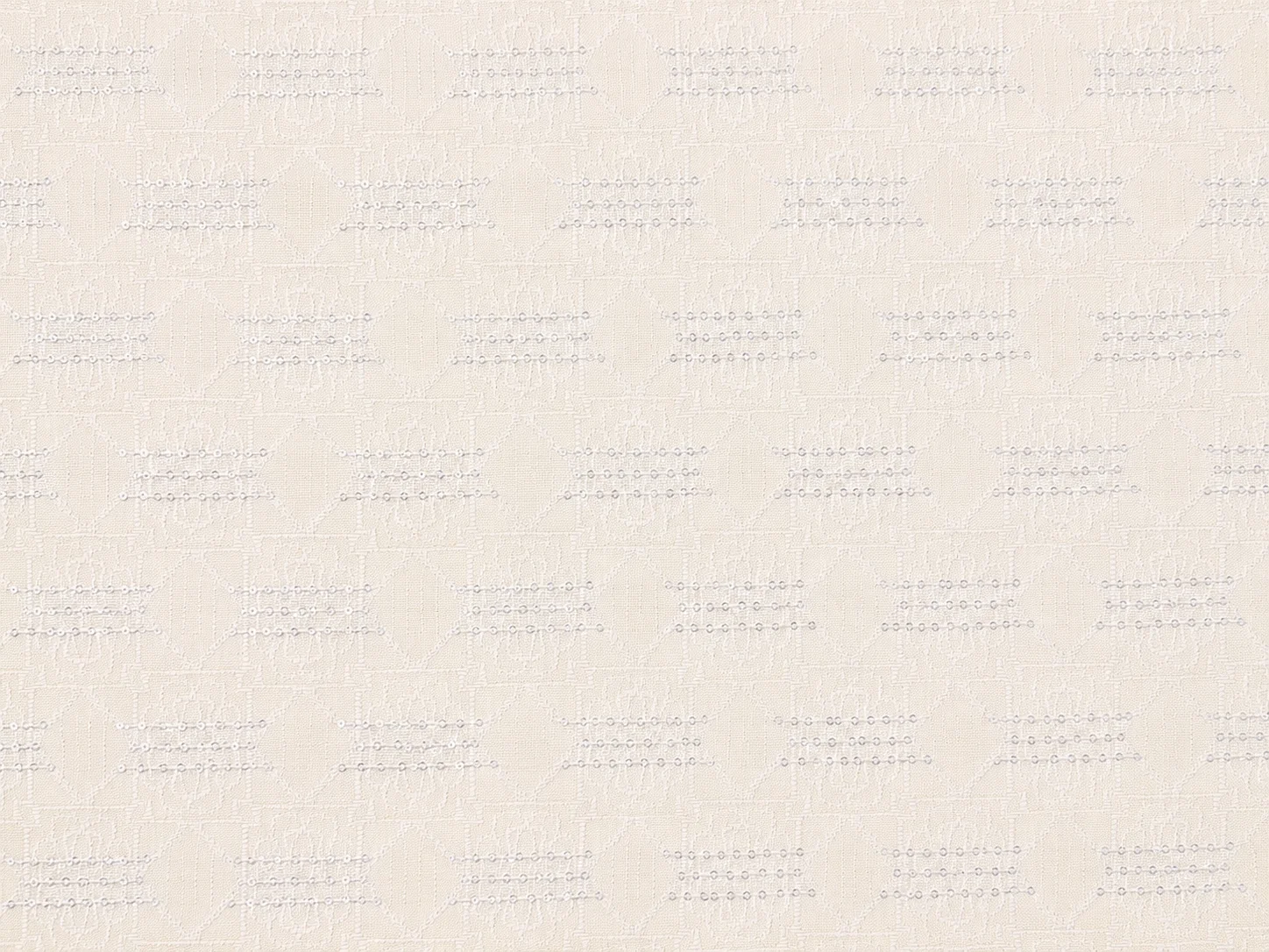 Off-White Poly Cotton Sequin Textured Fabric On the bench