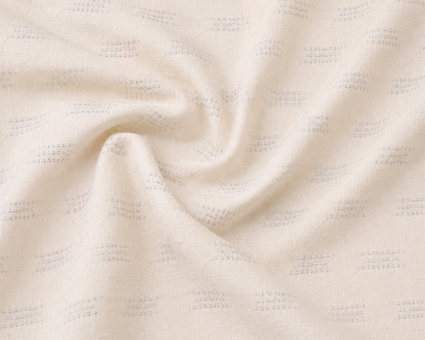 Off-White Poly Cotton Sequin Textured Fabric Macro