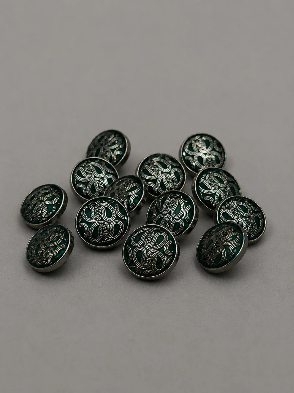 Ornamental Engraved Metal Button – Gloss Finish front