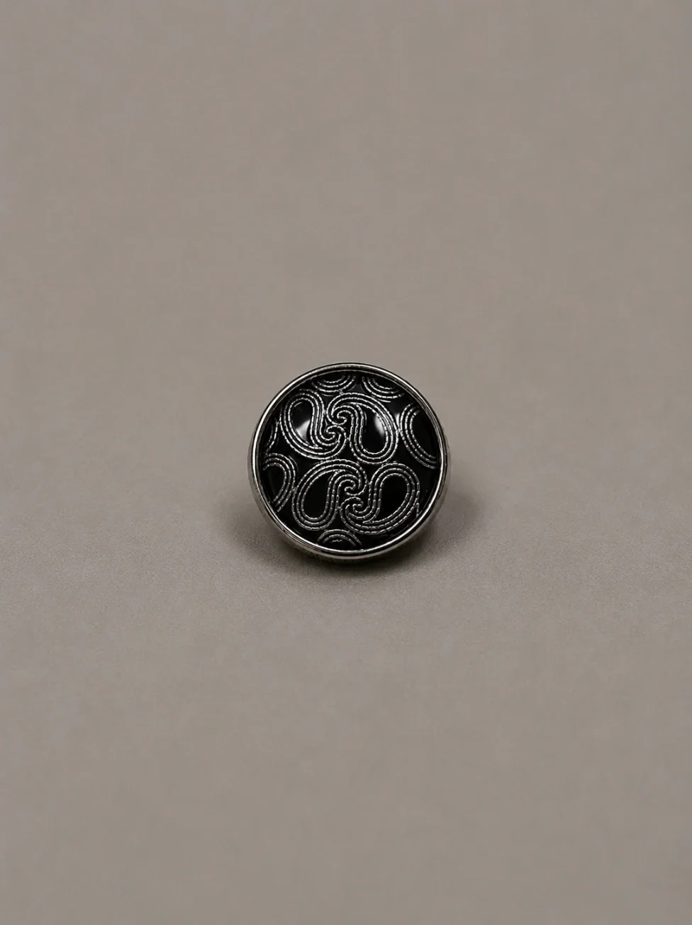 Ornamental Engraved Metal Button – Gunmetal Black Gloss Finish overview