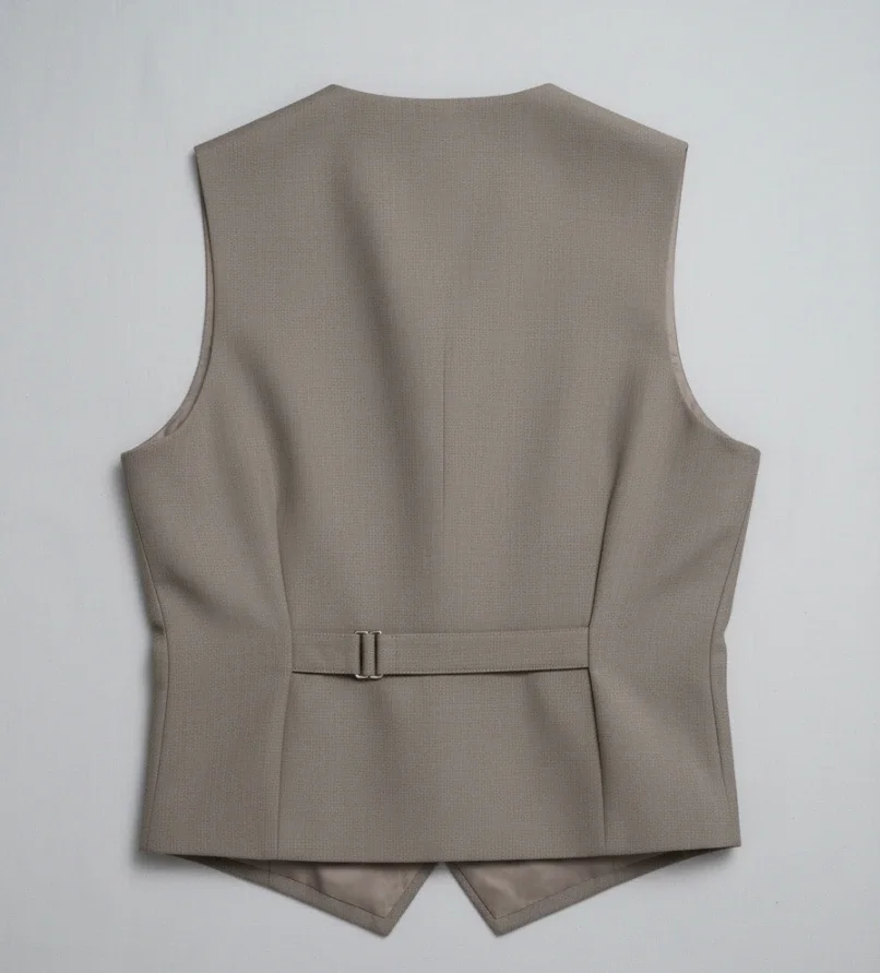 Premium Beige Tailored Vest Coat Back