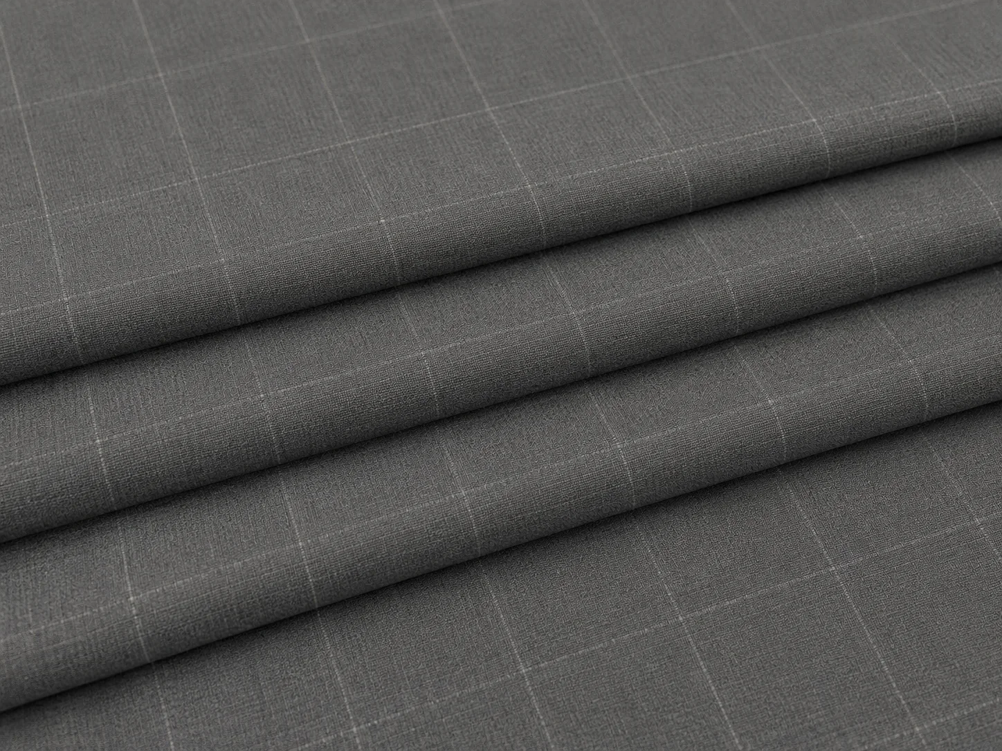 Premium Cotton Check Fabric – Slate Grey Drape