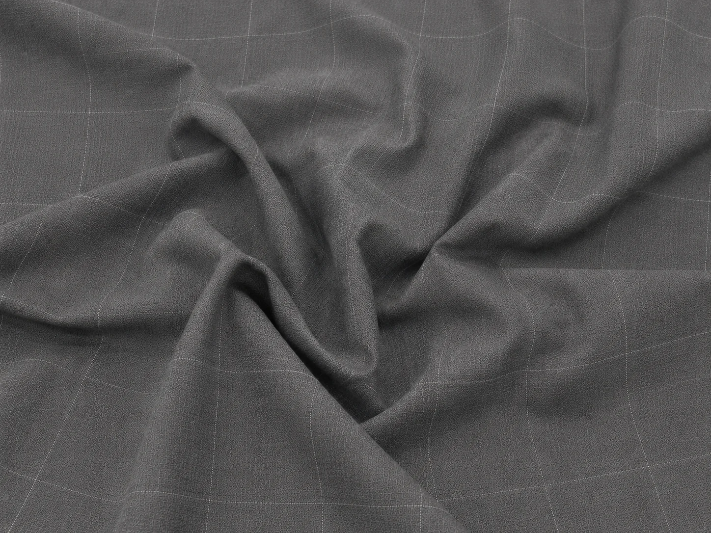 Premium Cotton Check Fabric – Slate Grey On the bench