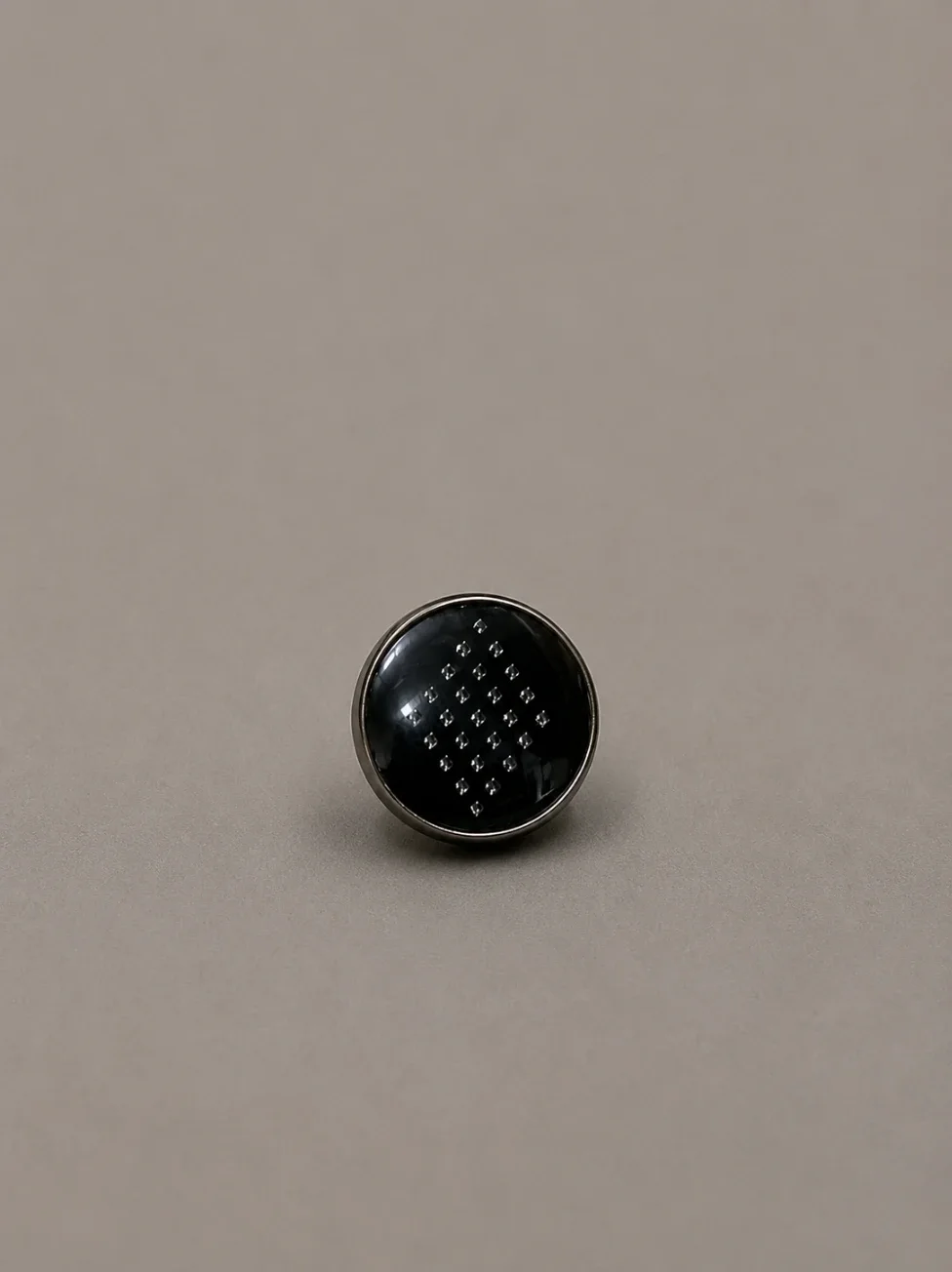 Premium Glossy Gunmetal Textured Metal Shank Button overview