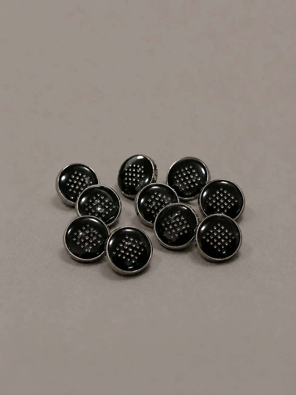 Premium Glossy Gunmetal Textured Metal Shank Button front