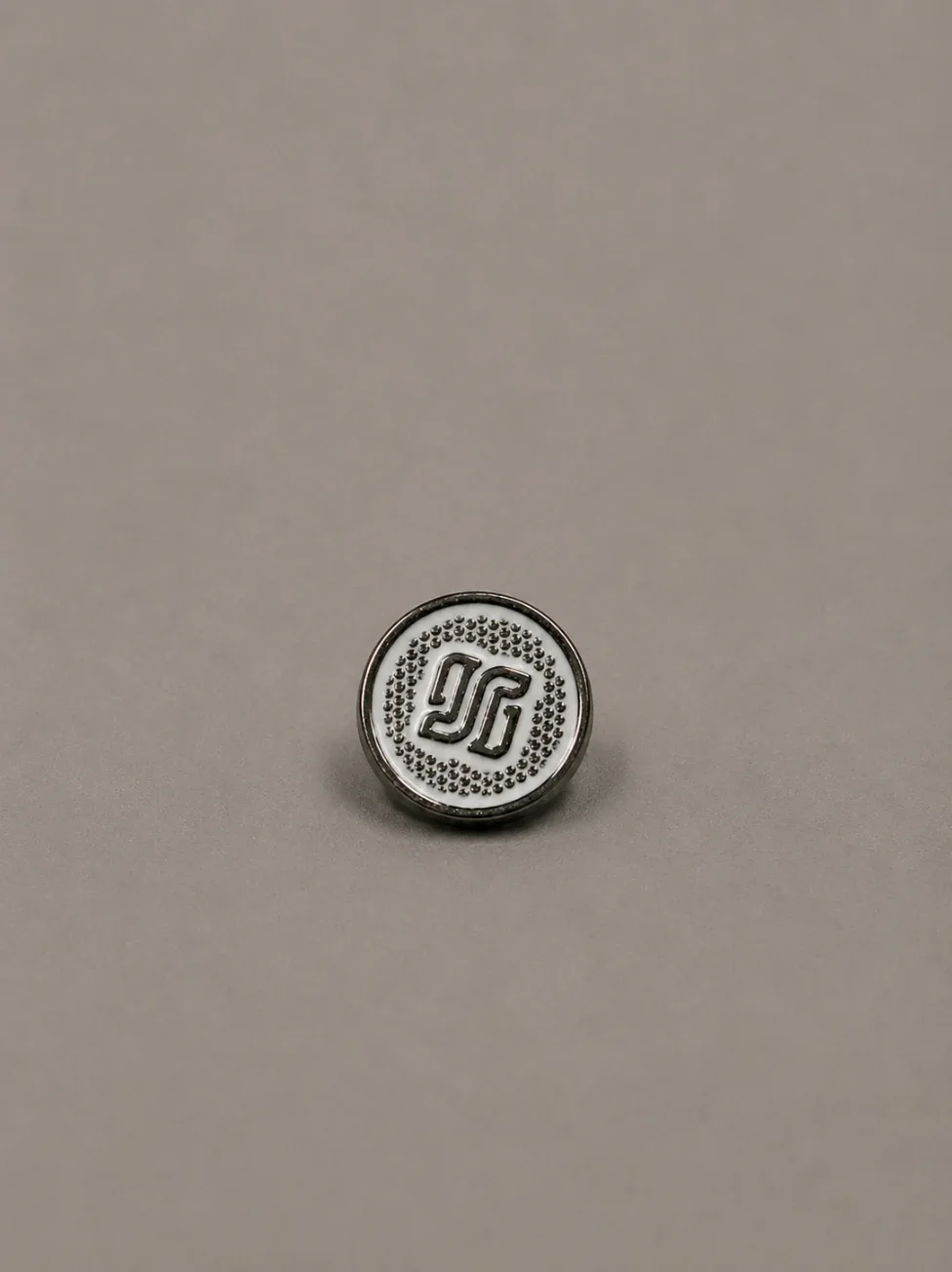 Premium Gunmetal Logo Metal Shank Button overview