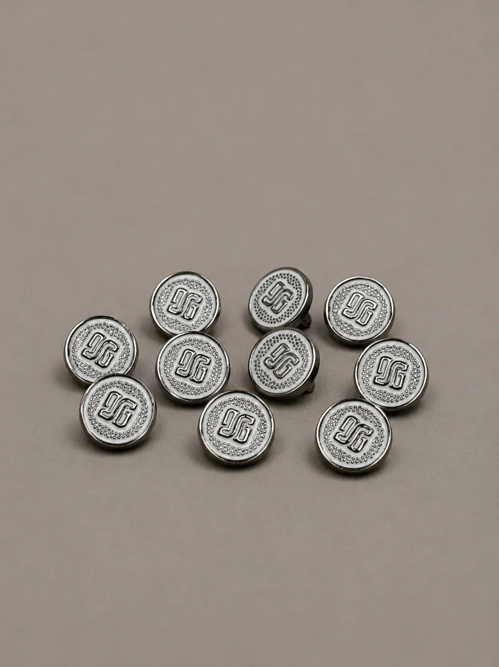Premium Gunmetal Logo Metal Shank Button front