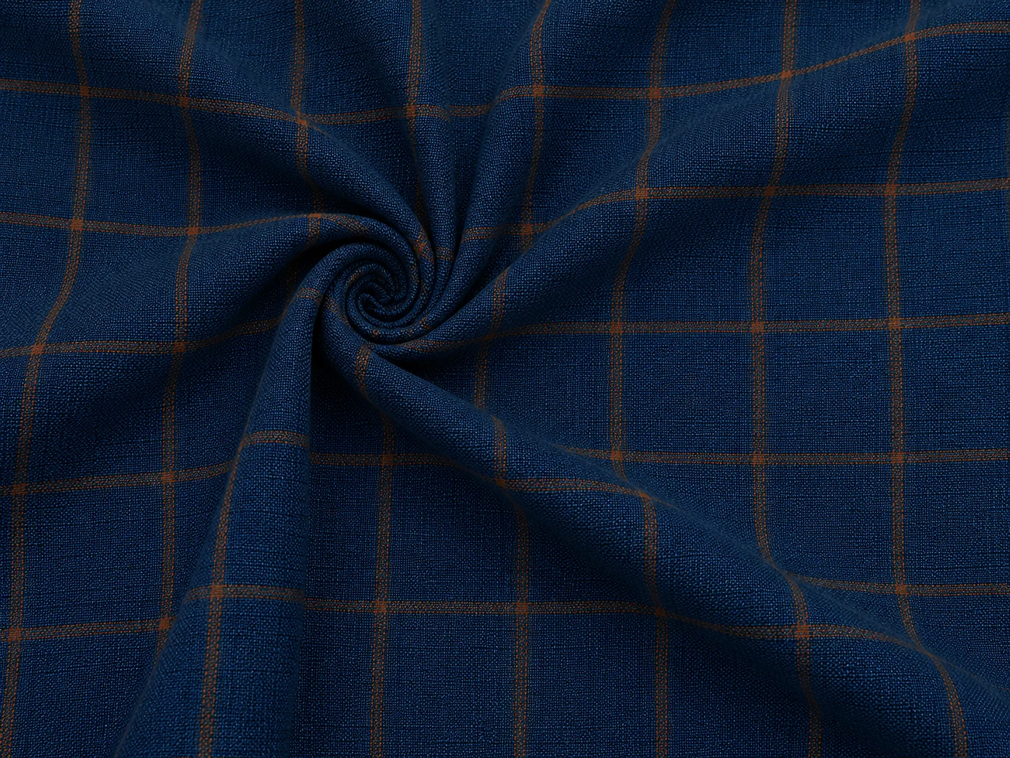 Royal Blue Windowpane Check Suiting Fabric Front
