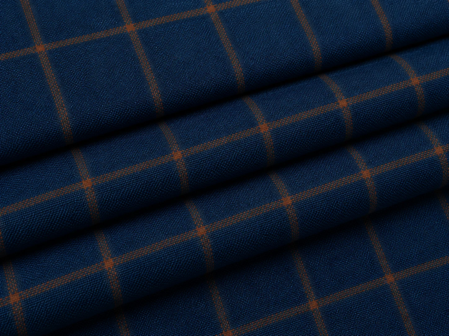 Royal Blue Windowpane Check Suiting Fabric Overview