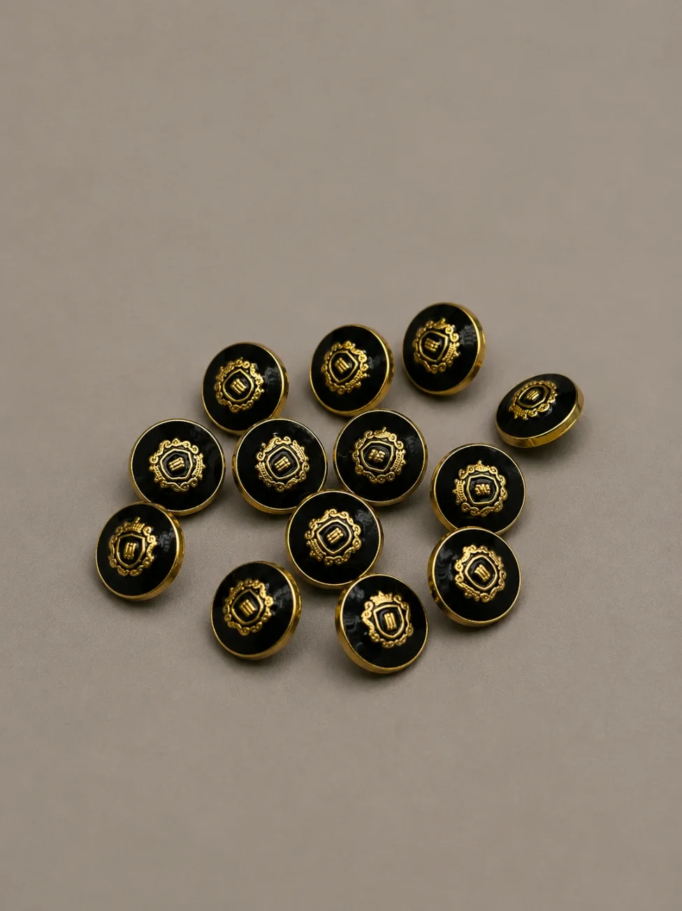 Royal Crest Black Enamel Metal Shank Button
