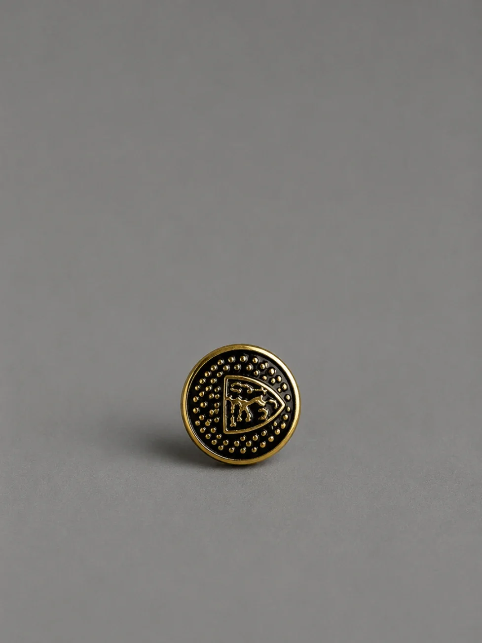 Royal Shield Metal Button – Black & Gold Finish overview