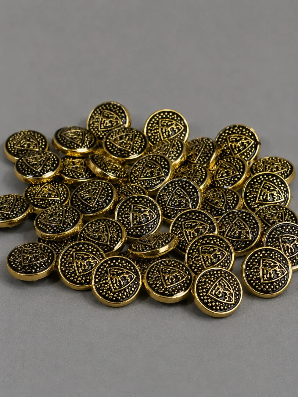 Royal Shield Metal Button – Black & Gold Finish front