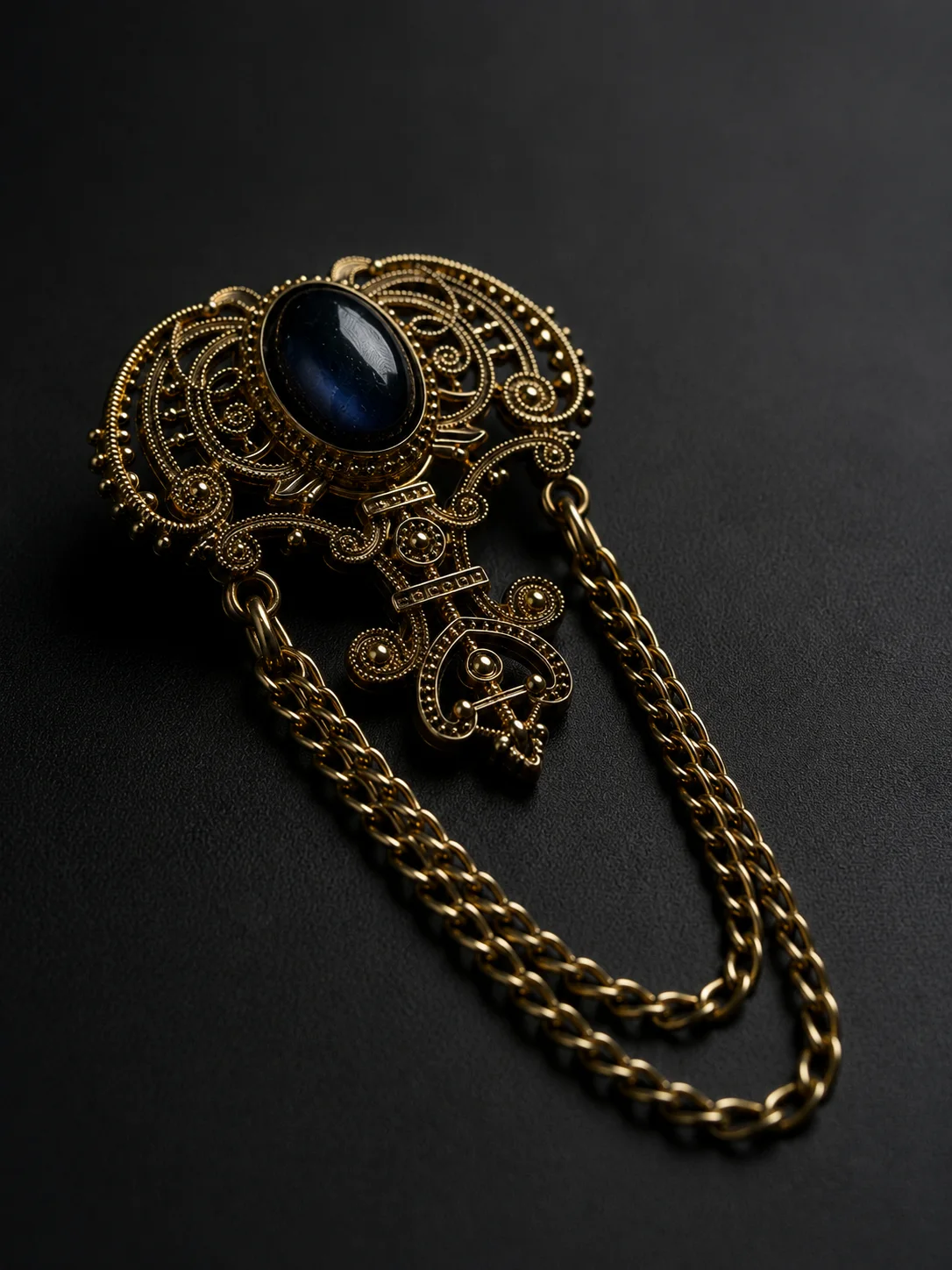 Vintage Royal Chain Brooch Side